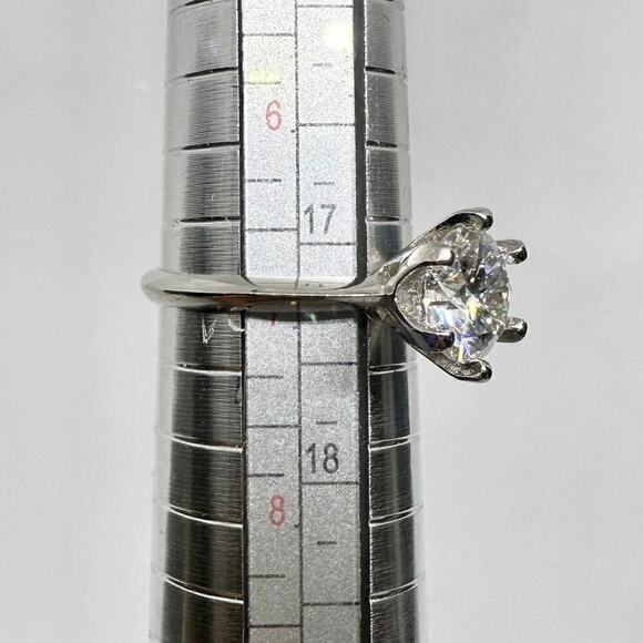 Moissanite Diamond Engagement Ring 1 Ct Six Prong Round Cut 18K GRA Size 7 - Picture 8 of 12